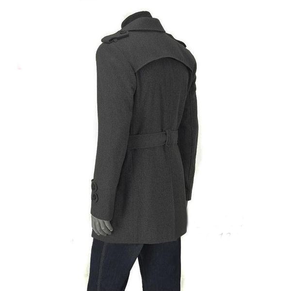 Trench da uomo Autunno Inverno Uomo Lungo Cappotto da pisello Cappotto di lana da uomo Colletto rovesciato Doppio petto Trench da uomo M-xxxl