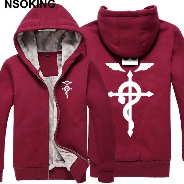 

winter jackets and coat fullmetal alchemist hoodie anime thicken warm men sweatshirts, Black