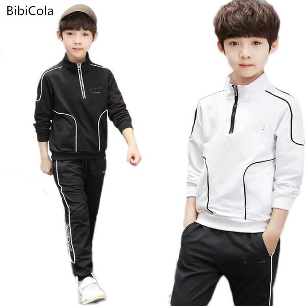 

boys clothes spring autumn cotton long sleeve jacket pants 2pcs kids tracksuit boys costume teenage boys clothing set 3-10 year t200414, White
