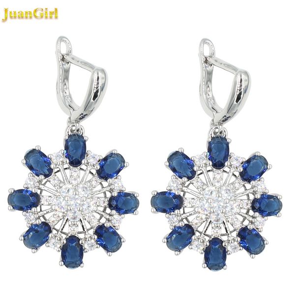 

fashion 925 silver dangle earrings for women dark blue earrings with stone women black semi-precious stone drop earring gift box