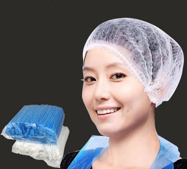 

готов к отправке! 100шт одноразовый волос чистая bouffant cap non woven stretch пылезащитный колпачок крышка головки