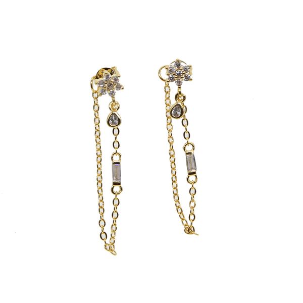 

tassel charm earring gold color elegance romantic cute flower water drop cz shiny jewelry 2018 latest chic lovely chain earrings, Silver
