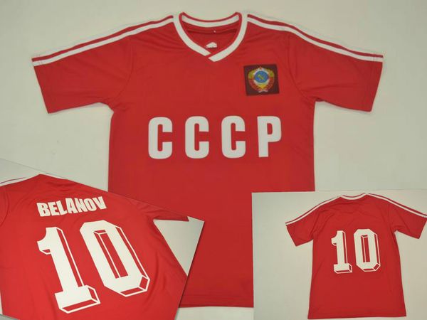 

1986-87 ussr home red shirt cccp soviet union retro jerseys rugby jerseys igor belanov vantage classic shirt, Black;blue