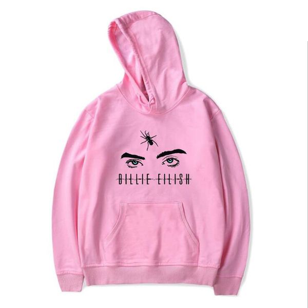 

billie eilish fan eye pink hoodie fashion hooded womens hoodies and sweatshirts hip hop streetwear male pullover winter hoody, Black