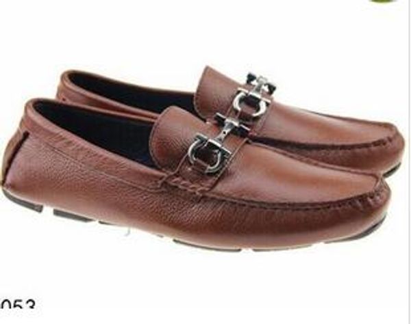 

brand soft leather men leisure dress shoe part gift doug shoes metal buckle slip-on famous man lazy falts loafers zapatos hombre 40-46, Black