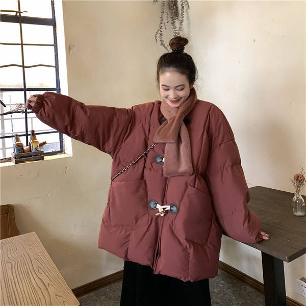 

heydress 2020 spring women solid thick warm coats lady loose pocket horn button outwear female harajuku casual parkas, Black