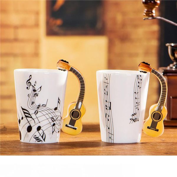 

2 styles music note guitar ceramic cup milk juice lemon mug coffee tea cup home office drinkware unique gift