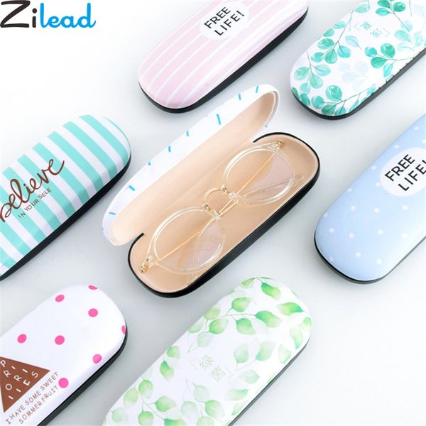 

zilead protable floral sunglasses case hard reading eyeglasses case plain eyewear protector box pouch bag eyewear accessories, Silver