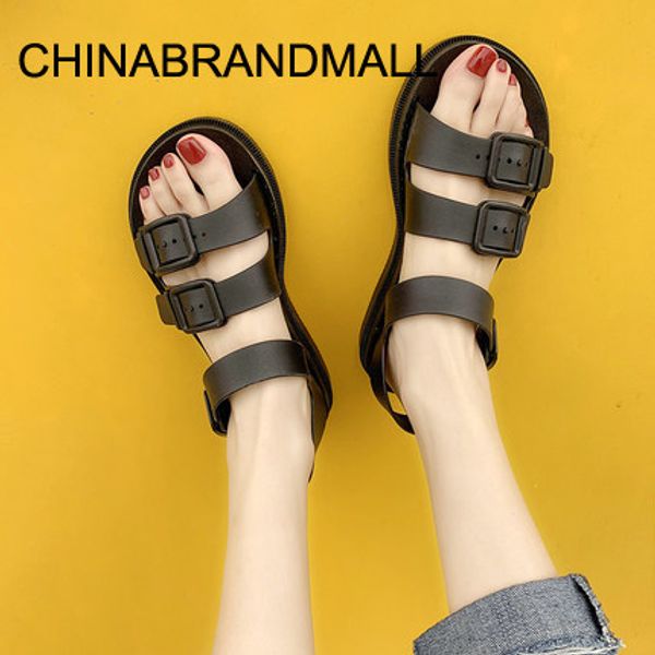 

sandals women ins tide 2020 summer new tide shoes fashion wild black flat fairy style lazy roman shoes