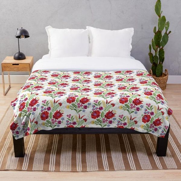 

hungarian folk design red peppers on white throw blanket soft sherpa blanket bed sheet single knee office nap