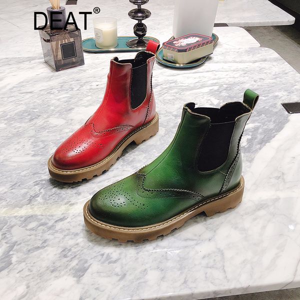 

deat] 2019 round toe elastic band make old rub pu leather velvet women short boots new autumn winter fashion tide 10f198, Black