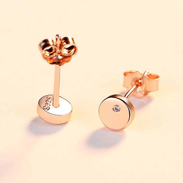 

baffin simple fashion round stud earrings gold color real 925 sterling silver jewelry white zircon earrings for women wedding, Golden;silver
