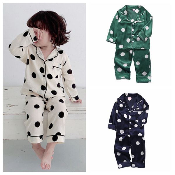 

autumn baby kids cartoon sleepwear set long sleeve button girls boys blouse +pants animal print pajamas, White