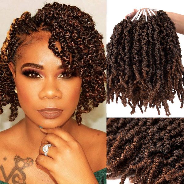 2020 Short Curly Spring Pre Twisted Braids Synthetic Crochet Hair