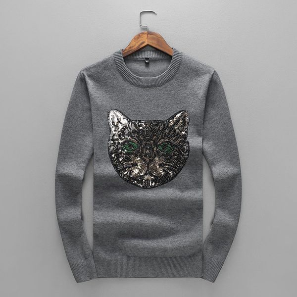 

L916 Asian Size M-XXXL 2019 New High Quality Polo Mens Designer Sweaters Knitted Round Neck Sweater Pullover Sweater Male