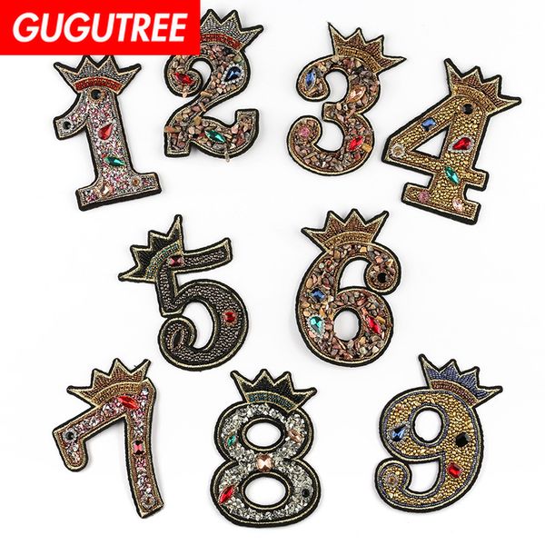 

gugutree beaded embroidery number patch animal patches badges applique patches for clothing dk-106, Black