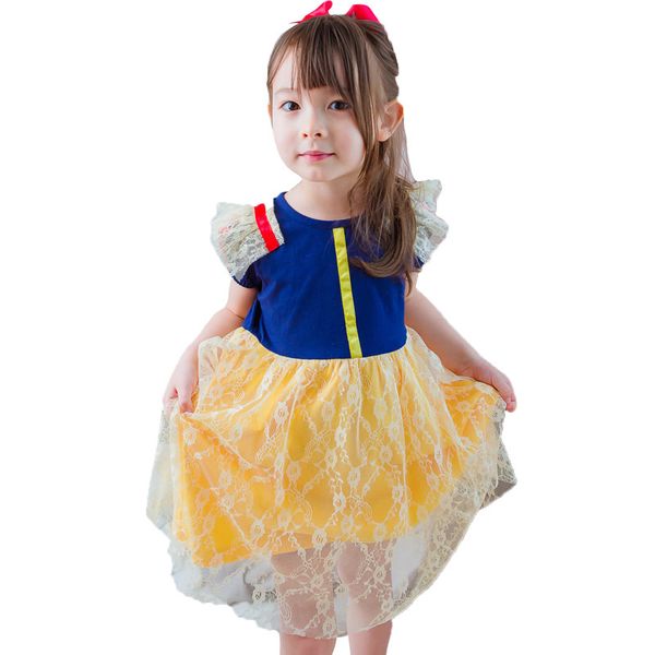 

2019 princess snow white dresses kids cosplay costume baby girls children summer dress halloween party costume birthday gift, Black;red