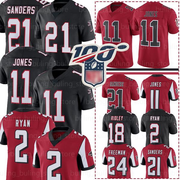

Falcon Jerseys 11 Julio Jones 18 Ridley Atlanta 21 Deion Sanders 2 Matt Ryan 24 Devonta Freeman Embroidery Men Football Jersey 2019