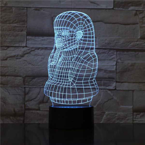 

3d illusion led 7 colors change cartoon egypt pharaoh shape night light usb touch light table lamp for party children 1786