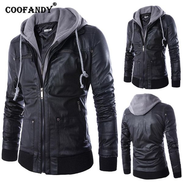 

men's fur & faux men casual hooded neck long sleeve solid spring, autumn, winter zipper, pocket zipper closure slim jacket, Black