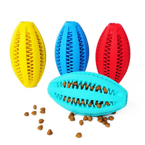 

pet dog toy rubber chew toy ball bite resistant elliptical ball play leaking food stretch rubber ball dog toy cleaning teeth