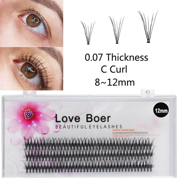 

120 pcs individual false eyelashes cluster flare thick long eye lashes knot handmade 0.07 thickness c curl lash extension