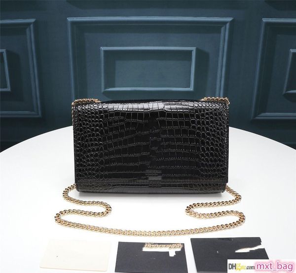 

new poplar wood fashion cross-body versatile leather high-end crocodile chain bag