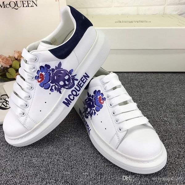 

high version mcqueen printing small white shoes men and women casual sports lovers shoes increased leather thick bottom tide 3d printing