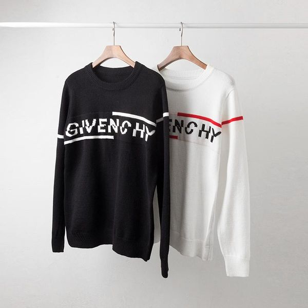 

womens new winter europe paris american stars fashion men luxurys sport sweaters casual women classic pullover o-neck knitwear giv t-shirt, White;black