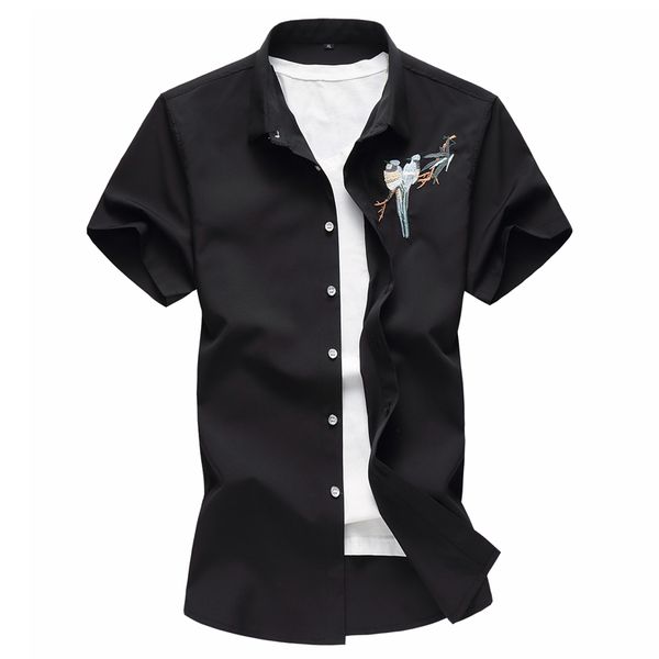 

men's shirts hawaiian plus-size embroidery shirt men fashion summer short sleeve shirt men casual vacation shirts for, White;black