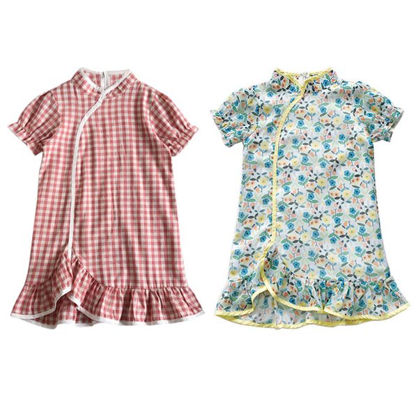 

1new girl dress kids chinese style cheongsam dress costume gift baby summer children clothing, Red;yellow