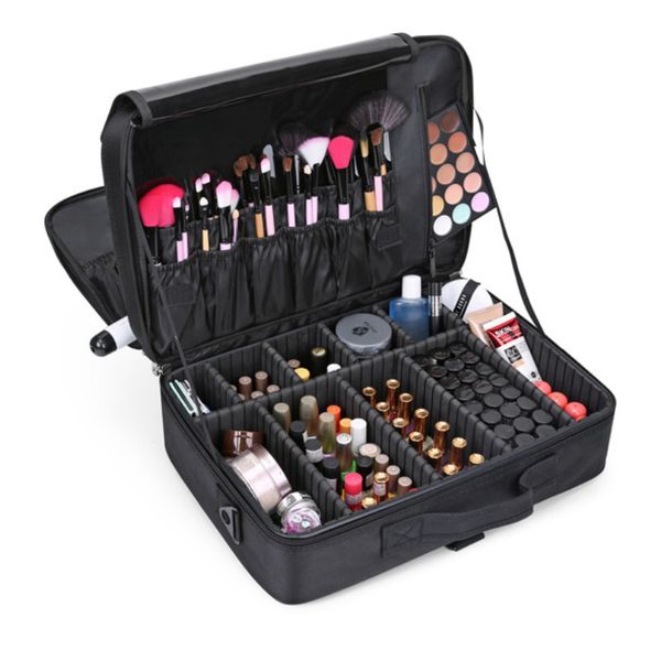 

women professional suitcase makeup box make up cosmetic bag organizer storage case zipper big large toiletry wash beauty pouch t200106