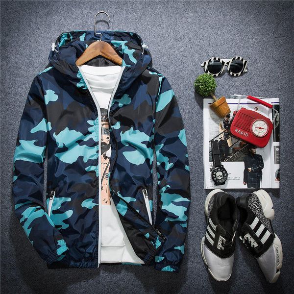 

jacket casual windbreaker for men long sleeve mens jackets fashion zipper pocket hoodie coat camouflage jackets plus size m-5xl, Black;brown