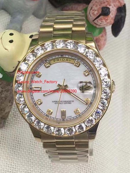 

бесплатная доставка моды сапфир белый циферблат 116610 президент day-date ii 41mm желтого золота bigger алмазные автоматические мужские мужс, Slivery;brown