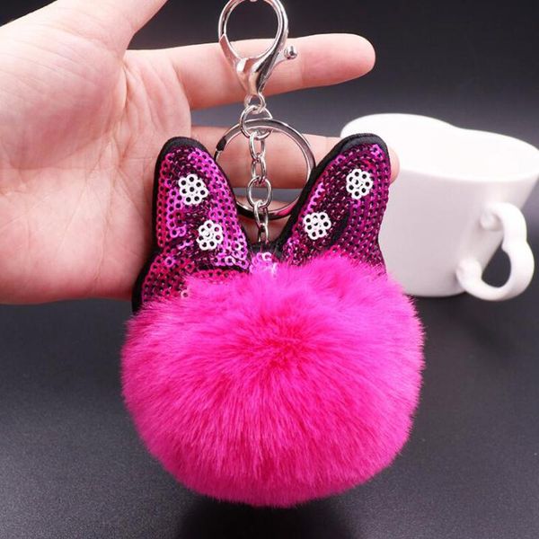 

10pcs/lot girls fashion jewelry keychains bag decorations plush balls with bownot dolls pendant key ring for women accessories, Slivery;golden