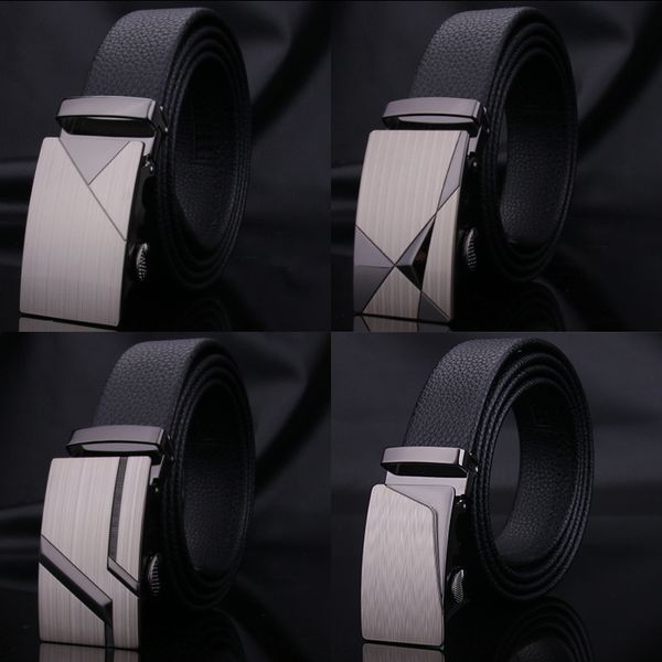 

men's automatic buckle casual leather belt fashionable alloy automatic buckle men's belt belt, Black;brown