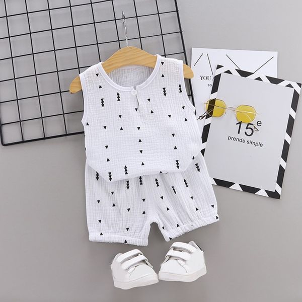 

summer casual boy suit simple children's suit summer backless sleeveless shorts, White