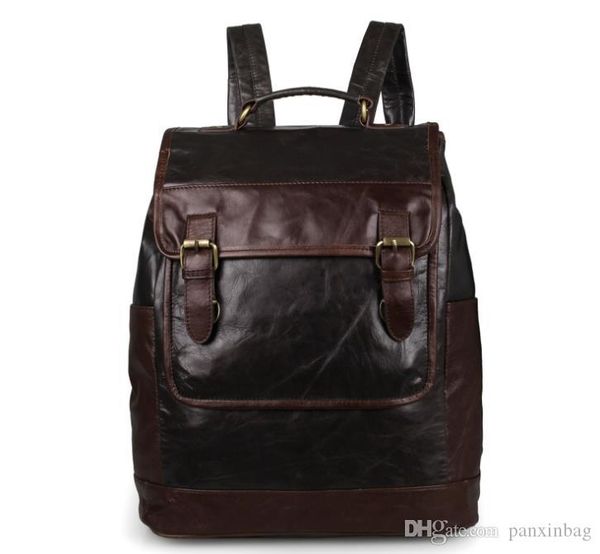 

genuine leather man's backpack personality genuine leather shoulder backpack head leather backpack
