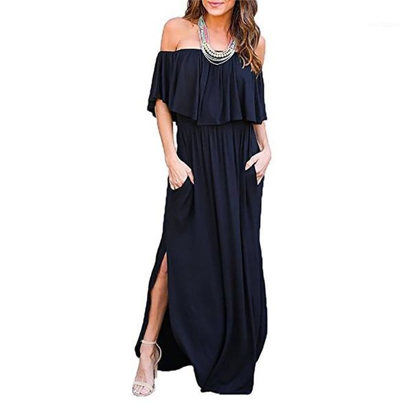 

designer dress large spiral wrapped chest solid color fashion casual long skirt summer womens ruffle, Black;gray