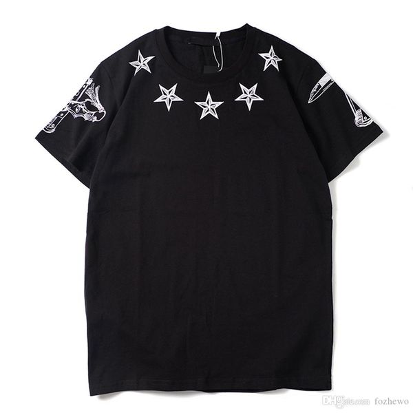 

новые мужчины дизайнер майка женщин париж бренд одежды tshirt черчение star печатных tshirt высокое качество 100% хлопка мужской top тройник, White;black