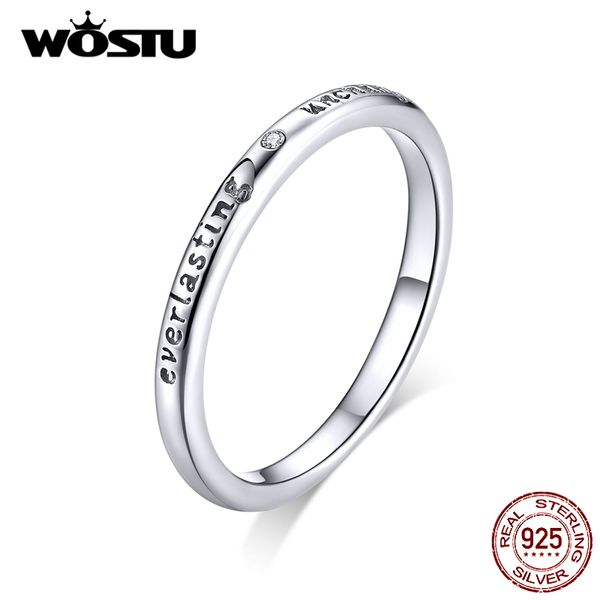 

wostu 100% 925 sterling silver ever lasting rings for women wedding engagement zircon oath rings jewelry gift ctr094, Golden;silver