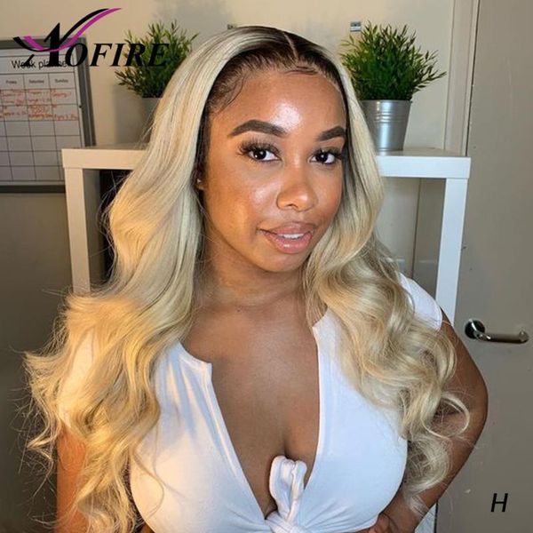

1b/613 blonde color body wave wig full lace front human hair wigs brazilian remy hair pre plucked for women 130% density aofire, Black;brown