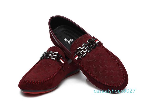 

luxury leisure flats mens designer casual shoes suede leather metal buckle wedding shoes fashion sneaker men's shoes big size loafers c, Black