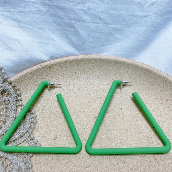 

2020 new avocado green exaggerated triangular earrings for women, Silver