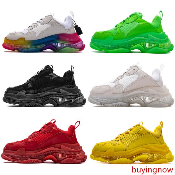 

2020 paris triple s clear sole green white crystal bottom mens designer low platform sneakers vintage women sports luxury dad casual shoes