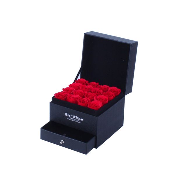 

artificial rose romantic valentine's day wedding mother's day festival creative high grade gift rose soap flower jewelry box set w