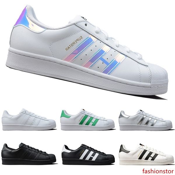 

оптовая продажа дизайнерских оригиналов суперзвезда белая голограмма радужные младшие суперзвезды кожаные кроссовки суперзвезда женщины мужч