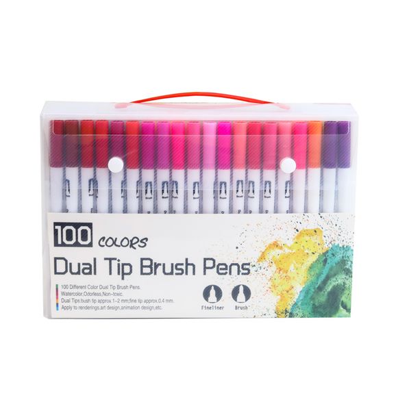 

100/120colors watercolour paint brush pen set for colouring books journal art dual tip brush pen school supplies