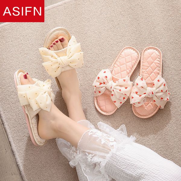 

asifn women's flax slippers bow outdoor slides non slip indoor pink mules summer chaussures femme shoes woman cute slippers, Black
