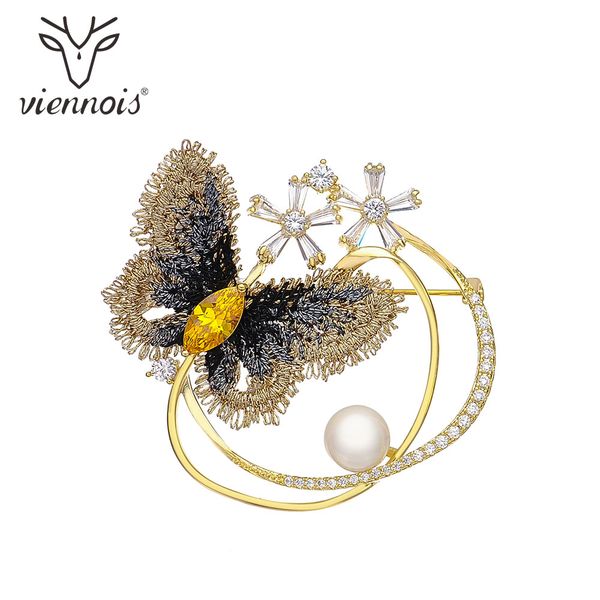 

viennois butterfly brooch pin gold color fashion jewelry for women, Gray